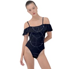 Math Board Circuit Circuits Computer Shield Tech Technology Frill Detail One Piece Swimsuit by Loisa77