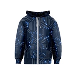 Seamless Pattern Of Glowing Circuit Board Neon Technology Kids  Zipper Hoodie by Loisa77