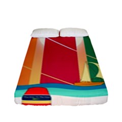Digital Graphic Clip Art Beach Fitted Sheet (full/ Double Size) by Proyonanggan