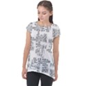 Blackboard Algorithms Black and White Pattern Cap Sleeve High Low Top View1