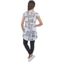 Blackboard Algorithms Black and White Pattern Cap Sleeve High Low Top View2