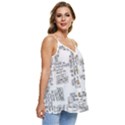 Blackboard Algorithms Black and White Pattern Casual Spaghetti Strap Chiffon Top View3