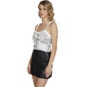 Blackboard Algorithms Black and White Pattern Flowy Camisole Tie Up Top View2