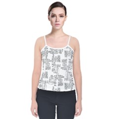 Blackboard Algorithms Black And White Pattern Velvet Spaghetti Strap Top by dflcprintsclothing