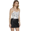 Blackboard Algorithms Black and White Pattern Flowy Camisole Tie Up Top View3