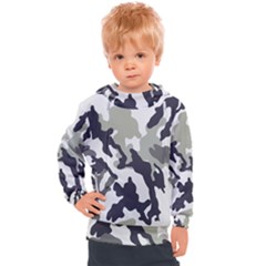 Camo Army Black White Kids  Hooded Pullover by Loisa77