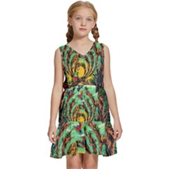 Monkey Tiger Bird Parrot Forest Jungle Style Kids  Sleeveless Tiered Mini Dress by Grandong