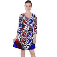 The Grateful Dead Quarter Sleeve Ruffle Waist Dress by Grandong
