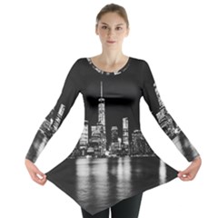 Nyc New York Skyline City Buildings Long Sleeve Tunic  by Loisa77