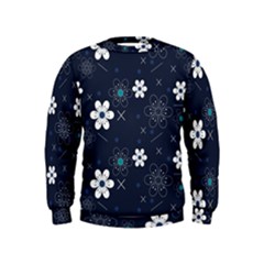 Blue Background Abstract Seamless Kids  Sweatshirt by Loisa77