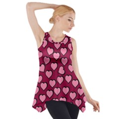 Pattern Pink Abstract Heart Side Drop Tank Tunic by Loisa77