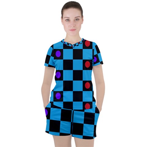 Background Pattern Geometric Game Women s T-shirt And Shorts Set by Loisa77