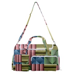 Patchwork Tile Pattern Mosaic Sports Gym Duffle Bag With Shoe Compartment by Loisa77