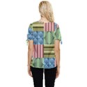 Patchwork Tile Pattern Mosaic Bow Sleeve Button Up Top View4