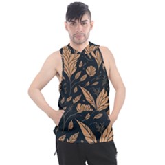 Background Pattern Leaves Texture Men s Sleeveless Hoodie by Loisa77