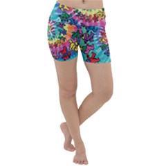 Tie Dye Grateful Dead Bears Lightweight Velour Yoga Shorts by Perong