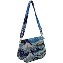 The Great Wave Of Kanagawa Painting Saddle Handbag by Perong
