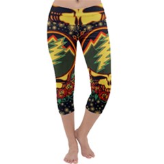 Grateful Dead Scarlet Fire Capri Yoga Leggings by Perong