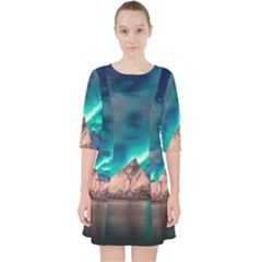Amazing Aurora Borealis Colors Quarter Sleeve Pocket Dress by Grandong