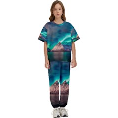 Amazing Aurora Borealis Colors Kids  T-shirt And Pants Sports Set by Grandong