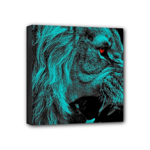 Angry Male Lion Predator Carnivore Mini Canvas 4  X 4  (stretched) by Ndabl3x