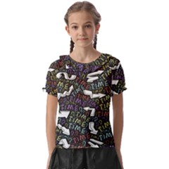 Time Nonlinear Curved Undirected Kids  Frill Chiffon Blouse by Paksenen