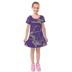 Realtree Camo Purple Pink Realtree Camo Kids  Short Sleeve Velvet Dress by Perong