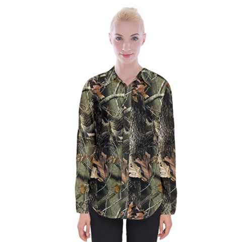 Realtree Camo Seamless Pattern Camo Hunting Womens Long Sleeve Shirt by Perong