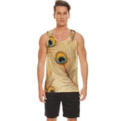 Vintage Peacock Feather Peacock Feather Pattern Background Nature Bird Nature Men s Wide Collar Tank Top by Maspions