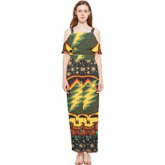 Grateful Dead Steal Your Face Deadhead Hippie Logo Music Draped Sleeveless Chiffon Jumpsuit by Perong