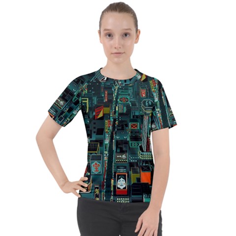 Art Cityscape Japanese Women s Sport Raglan T-shirt by Perong
