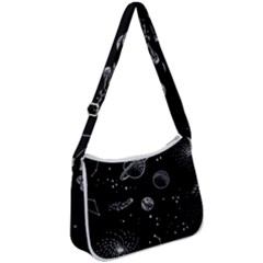 Black Space Drawing Art Planet Drawing Stars Black Space Galaxy Outer Space Zip Up Shoulder Bag by Perong