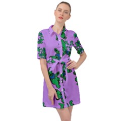 Grateful Dead Bears  Pattern Belted Shirt Dress by Perong