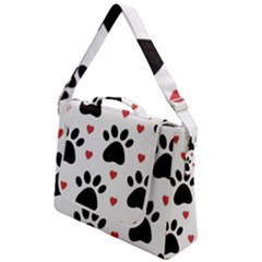 Dog Paw Vector Seamless Pattern With Hearts Box Up Messenger Bag by Perong
