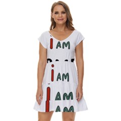 America  I Am Race Short Sleeve Tiered Mini Dress by RiverRootz