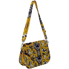 Yellow Template Design Saddle Handbag by Perong