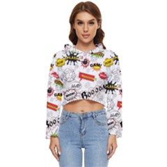 Pattern Seamless Texture Cartoon Women s Lightweight Cropped Hoodie by Perong