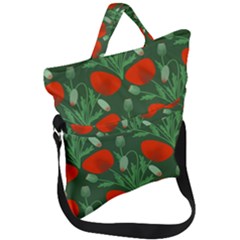 Poppy Fierce Wolf Poppies Bud Fold Over Handle Tote Bag by Perong