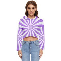 Spiral Vortex Rays Lavender Swirl Purple Women s Lightweight Cropped Hoodie by Salmanaz77
