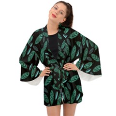 Leaves Pattern Abstract Blade Long Sleeve Kimono by Salmanaz77