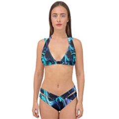 Nature Water Wave Architecture Double Strap Halter Bikini Set by Salmanaz77