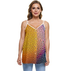 Rain Water Raindrops Droplets Casual Spaghetti Strap Chiffon Top by Salmanaz77