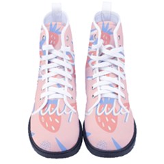 July Summer Strawberry Pink Berry Women s High-top Canvas Sneakers by Grandong