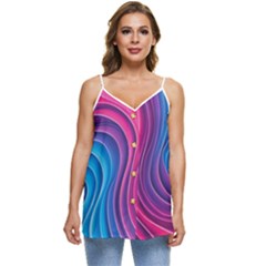 Spiral Swirl Pattern Light Circle Casual Spaghetti Strap Chiffon Top by Ndabl3x