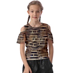 Textures Brown Wood Kids  Butterfly Cutout T-shirt by anzea