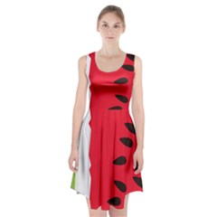 Watermelon Black Green Melon Red Racerback Midi Dress by Cemarart