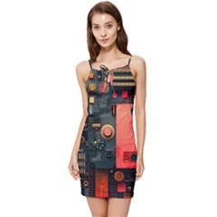 Tech Technology Pattern Summer Tie Front Dress by Salmanaz77