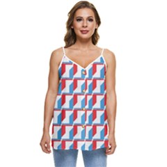 Fabric Geometric Pattern Background Casual Spaghetti Strap Chiffon Top by Salmanaz77