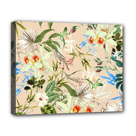 Textile Fabric Tropical Deluxe Canvas 20  X 16  (stretched) by Paksenen