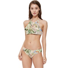 Textile Fabric Tropical Banded Triangle Bikini Set by Paksenen